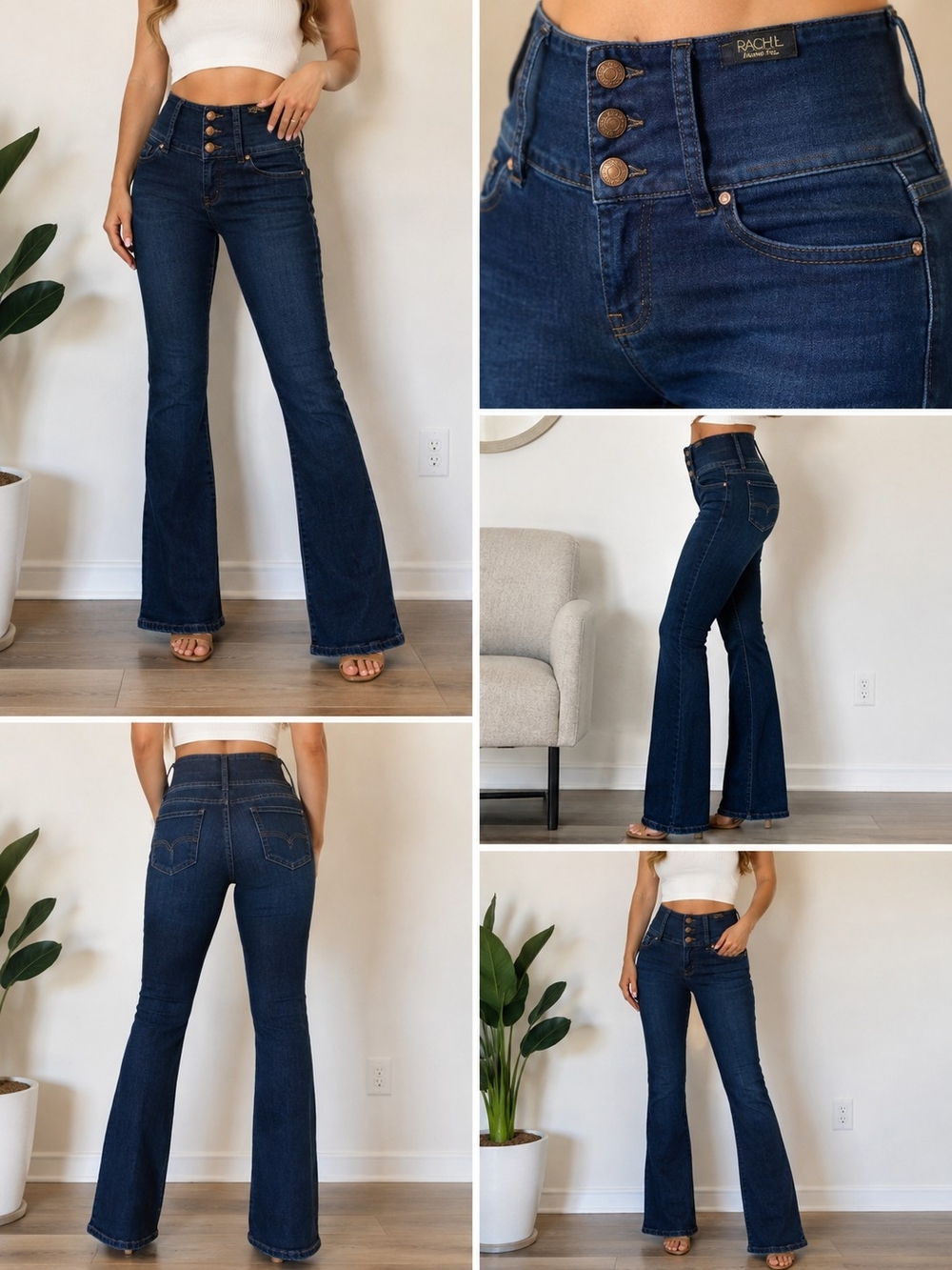 RACHEL Rachel Roy High Rise Bootcut Flare Jeans Triple Button Size 12/31